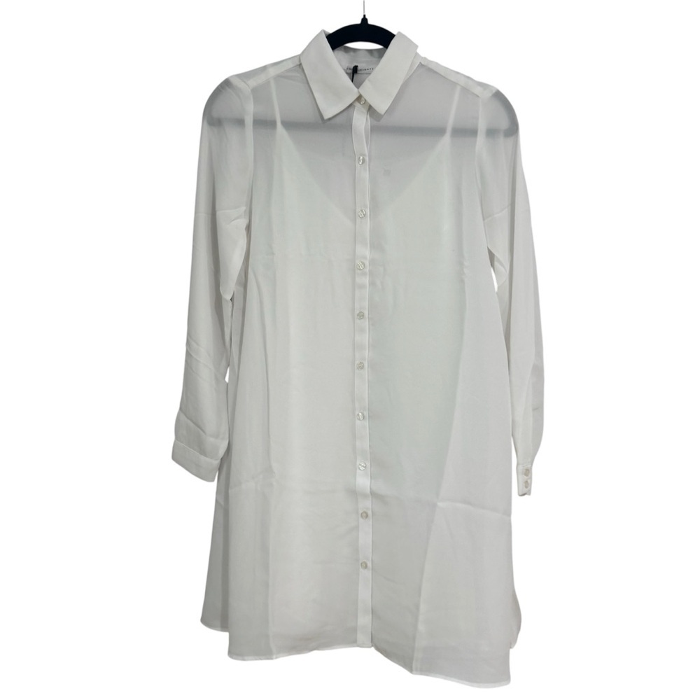Three Eighty Two Women’s Long Sleeve White Lined Button Up Front Dress Sz XS NWT